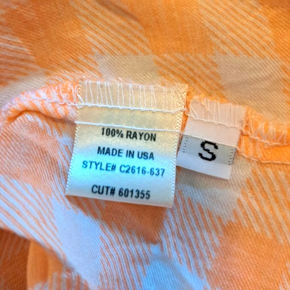 Anthropologie Cloth & Stone Orange White Plaid Lightweight Shirt Size Small